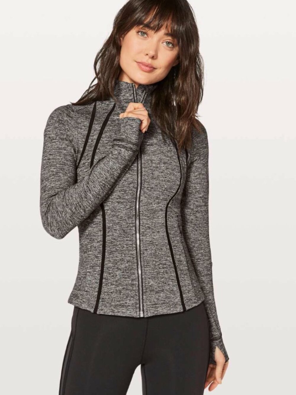 Lululemon Define Jacket Wing Mesh Heathered Black Sz 8